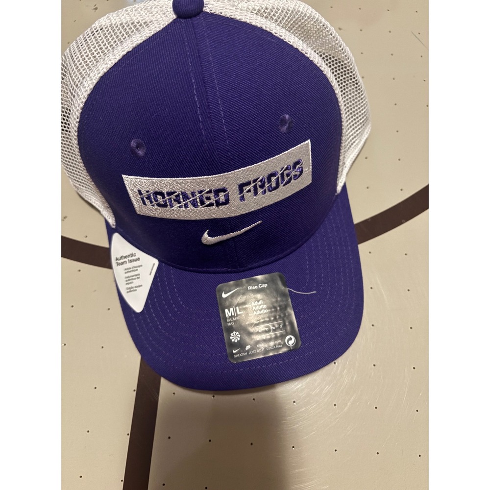Nike TCU Horned Frogs Rise Structured Trucker Cap Purple White C004238-TCUN M/L